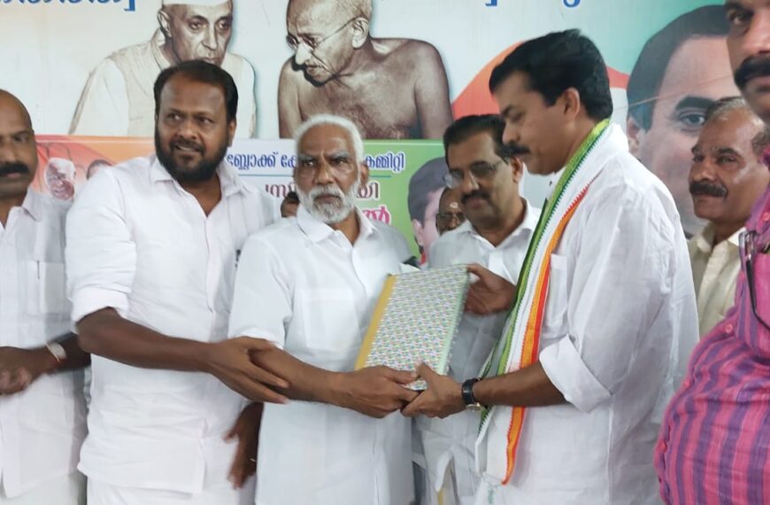 പുതുക്കാട് ബ്ലോക്ക് കോണ്‍ഗ്രസ് കമ്മിറ്റിയുടെ പുതിയ പ്രസിഡന്റായി സുധന്‍ കാരയില്‍ ചുമതലയേറ്റു