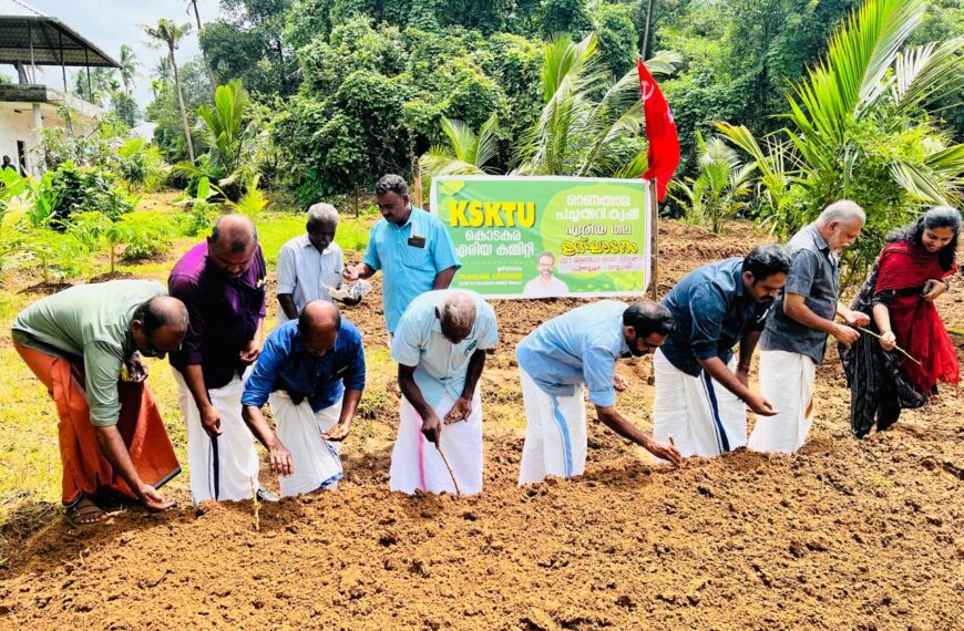 കെഎസ്‌കെടിയു കൊടകര ഏരിയ കമ്മിറ്റിയുടെ ഓണക്കാല പച്ചക്കറിയ്ക്ക് പന്തല്ലൂരില്‍ തുടക്കമായി