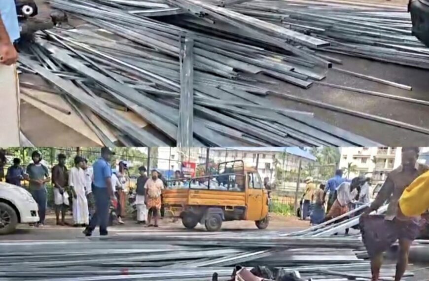 ഓടിക്കൊണ്ടിരുന്ന ലോറിയിൽ നിന്ന് പൈപ്പുകൾ തെറിച്ചുവീണ് ബൈക്ക് യാത്രികൻ മരിച്ചു