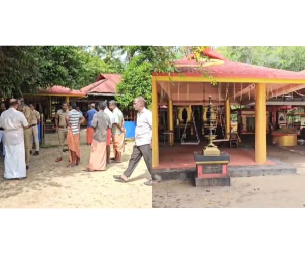 മതിലകത്ത് ക്ഷേത്രത്തിൽ കവർച്ച; മാലയും താലിയും ഒമ്പത് ഭണ്ഡാരങ്ങളിലെ പണവും കവർന്നു